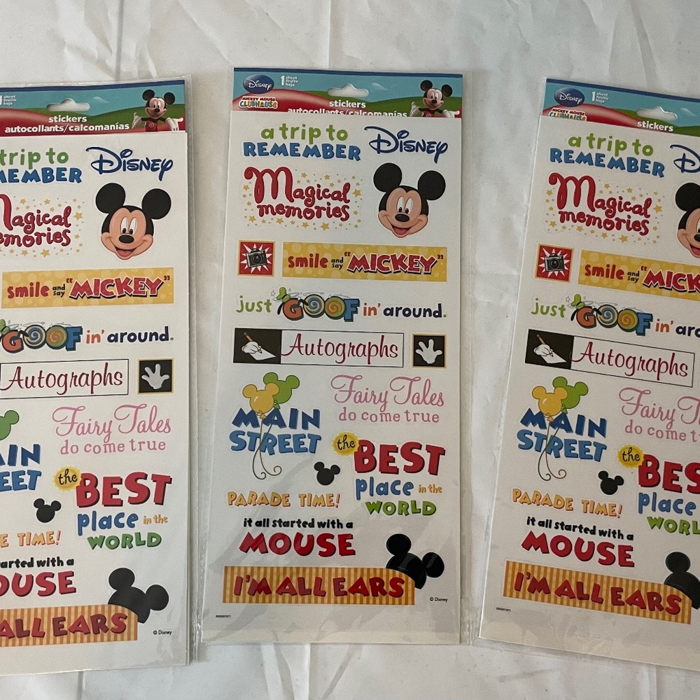 Disney stickers and scrapbook paper